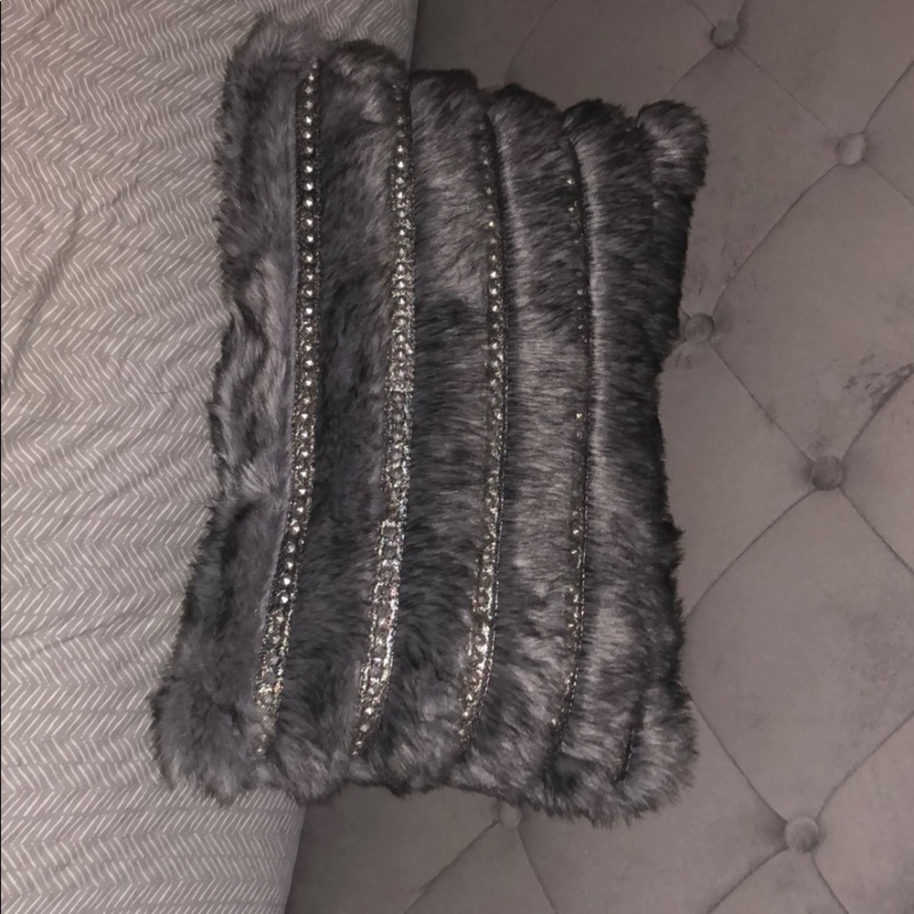 Faux fur throw pillow